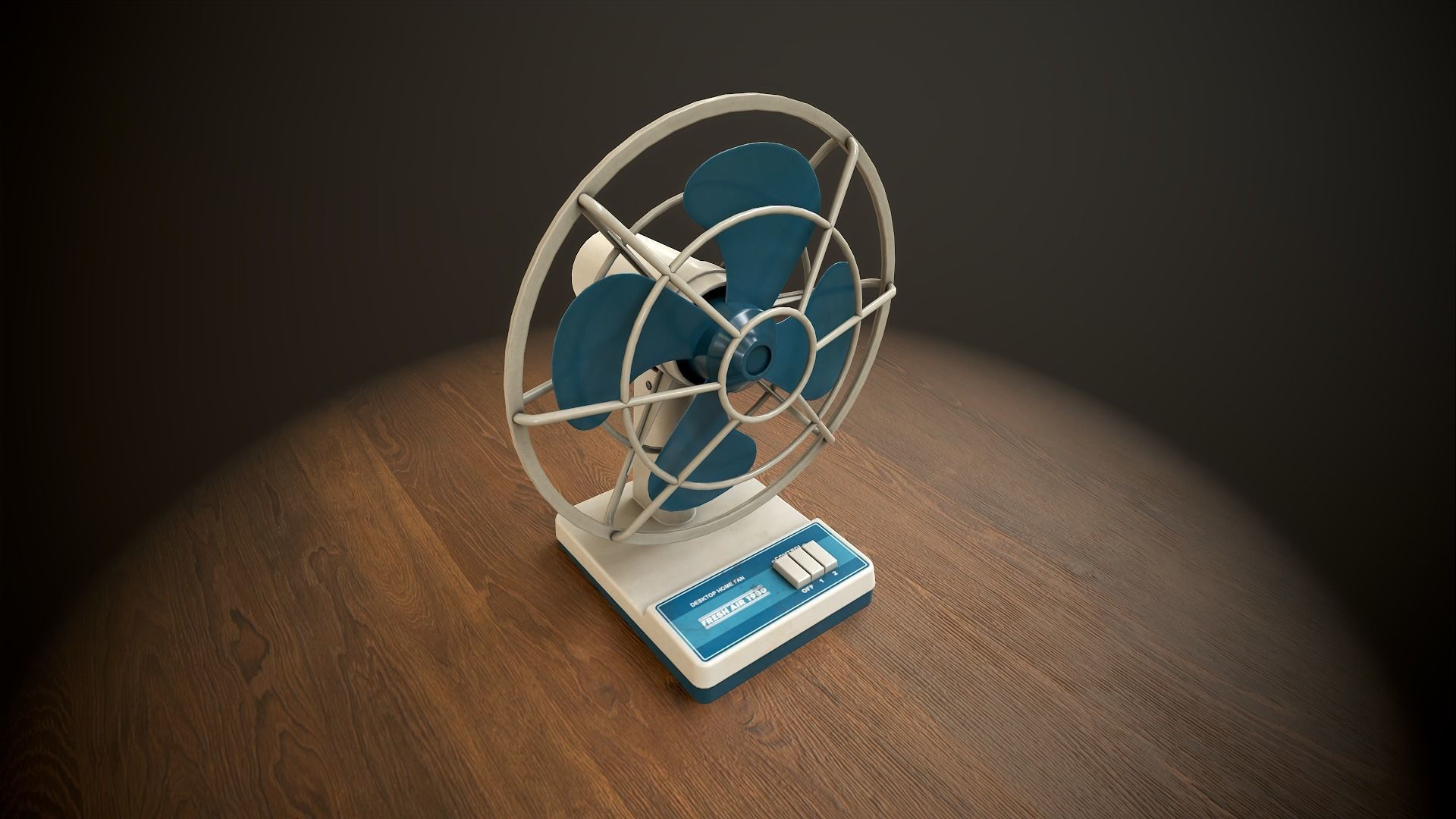 Retro fan Low-poly 3D model_9