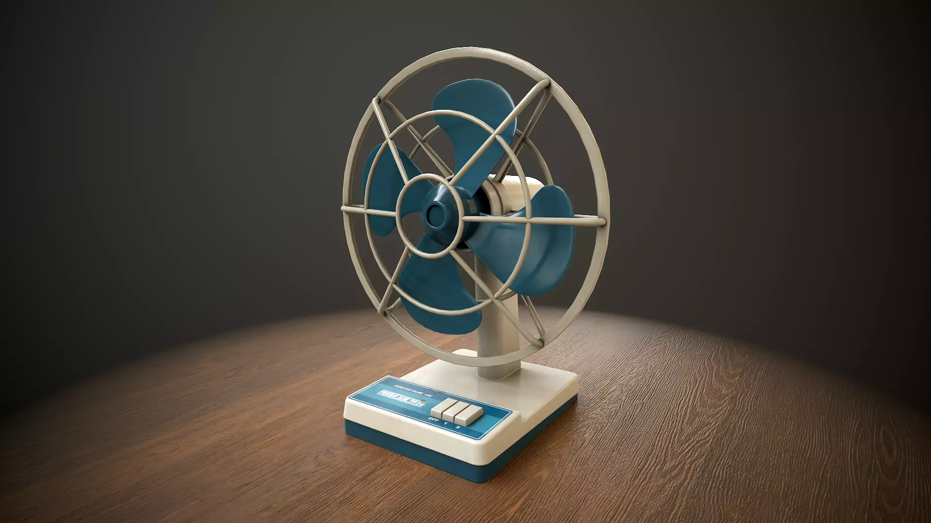 Retro fan Low-poly 3D model_0