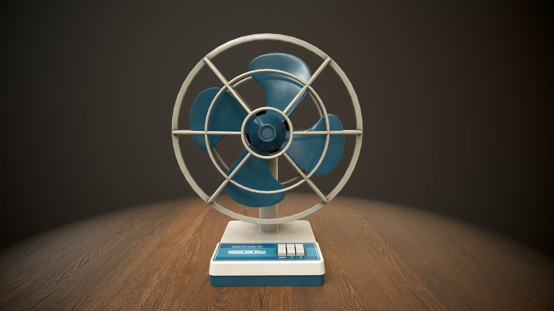 Retro fan Low-poly 3D model_2