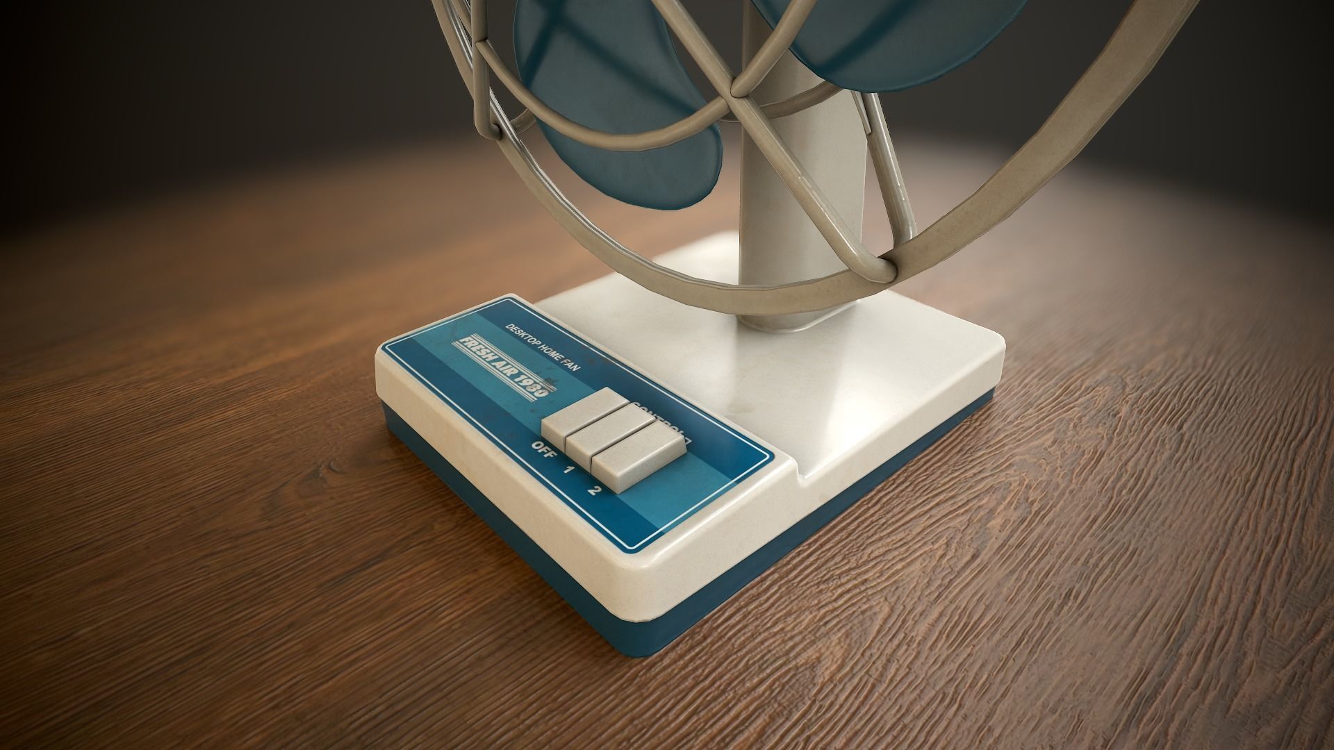 Retro fan Low-poly 3D model_4