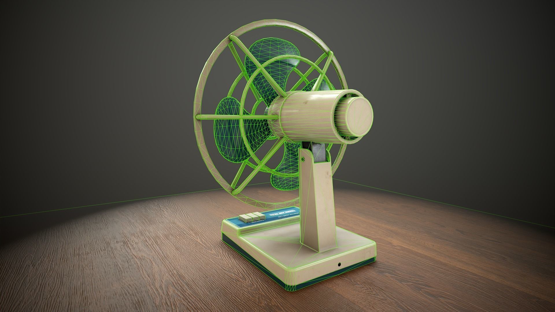 Retro fan Low-poly 3D model_12