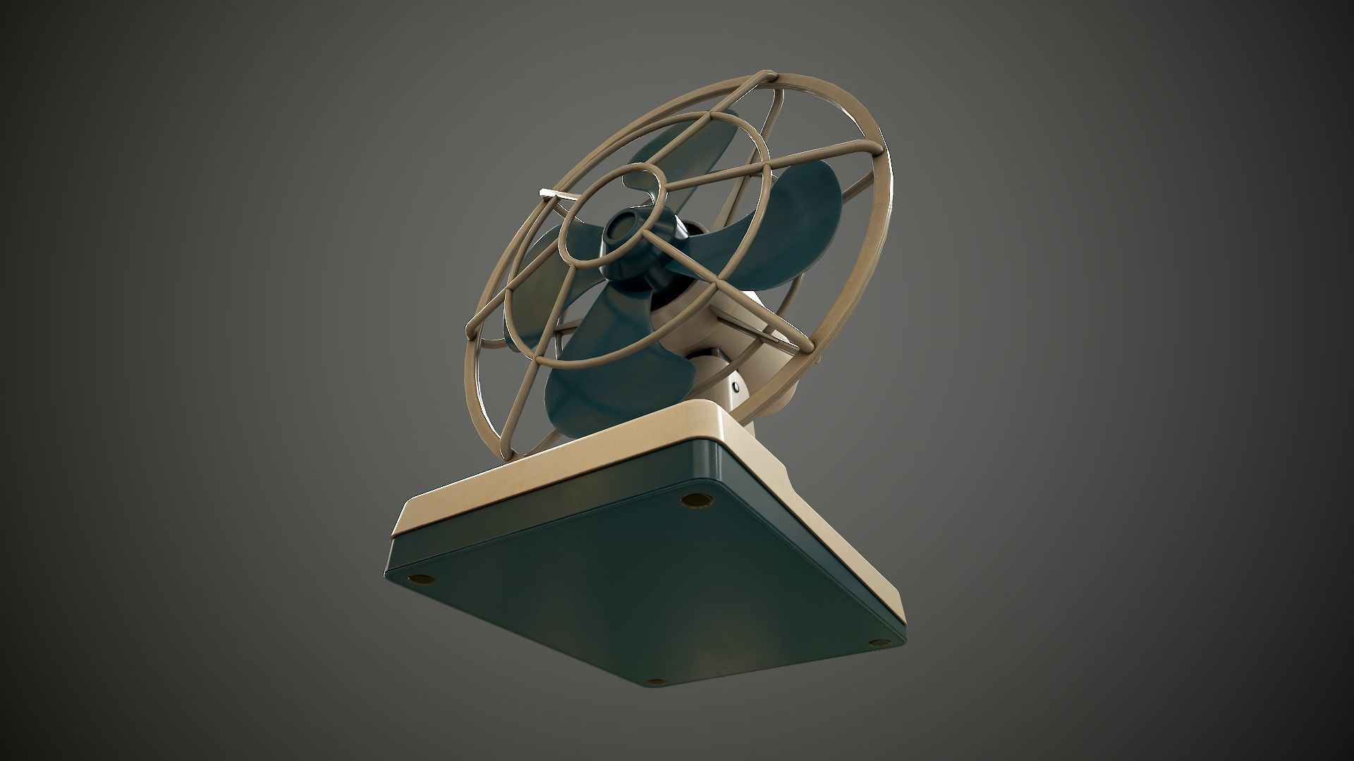 Retro fan Low-poly 3D model_11
