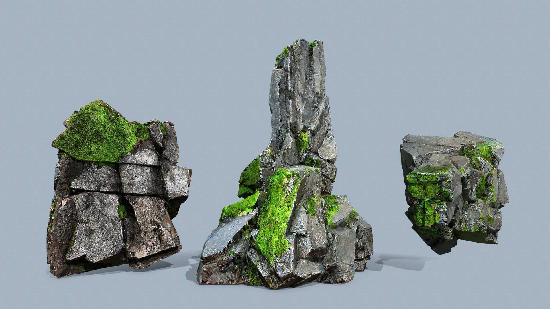 mossy rocks Low-poly 3D model_11