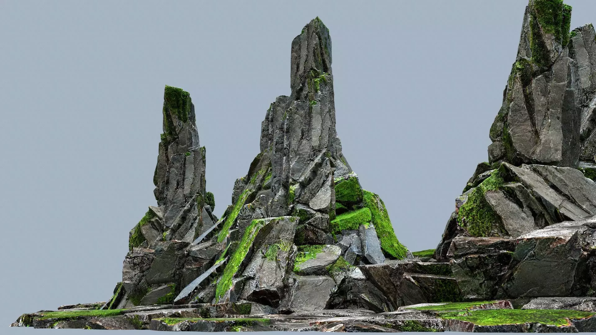 mossy rocks Low-poly 3D model_0
