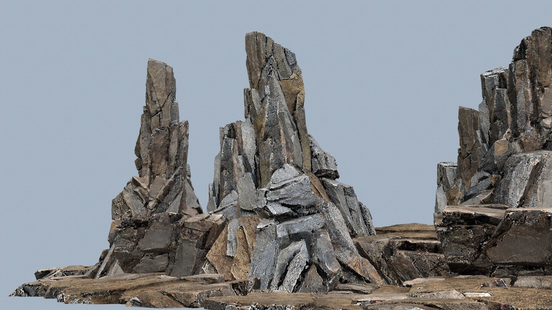 cliff rocks Low-poly 3D model_1