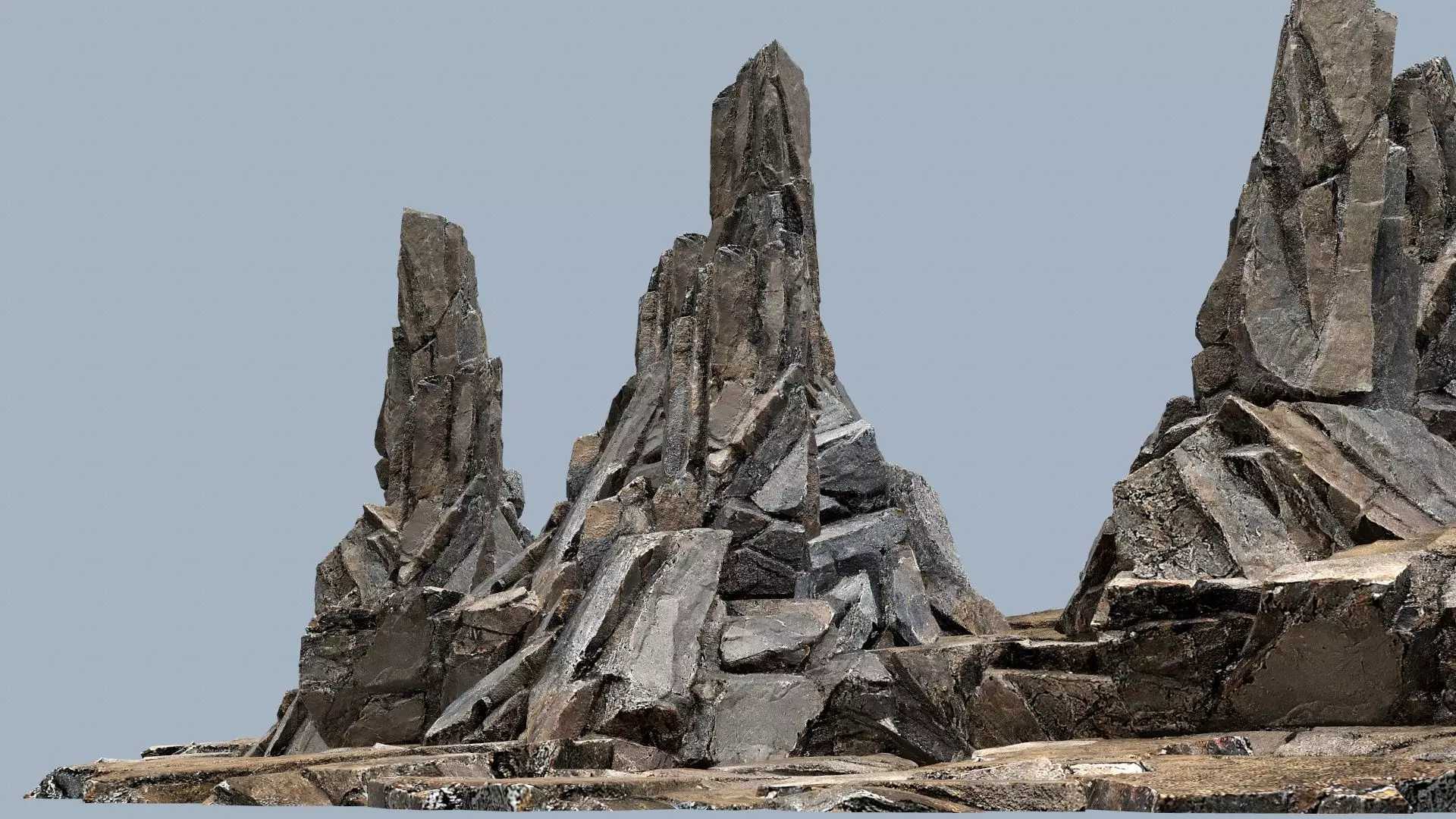 cliff rocks Low-poly 3D model_0