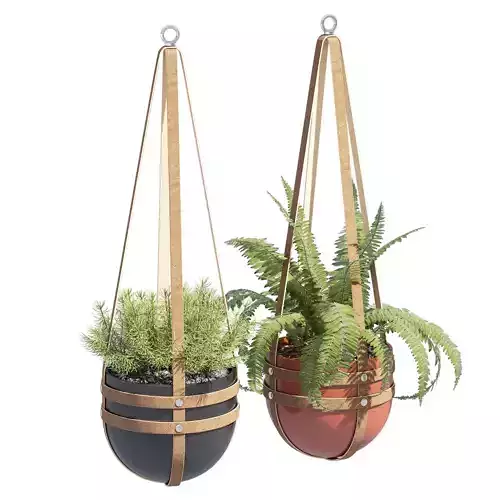 Leather plant hanger