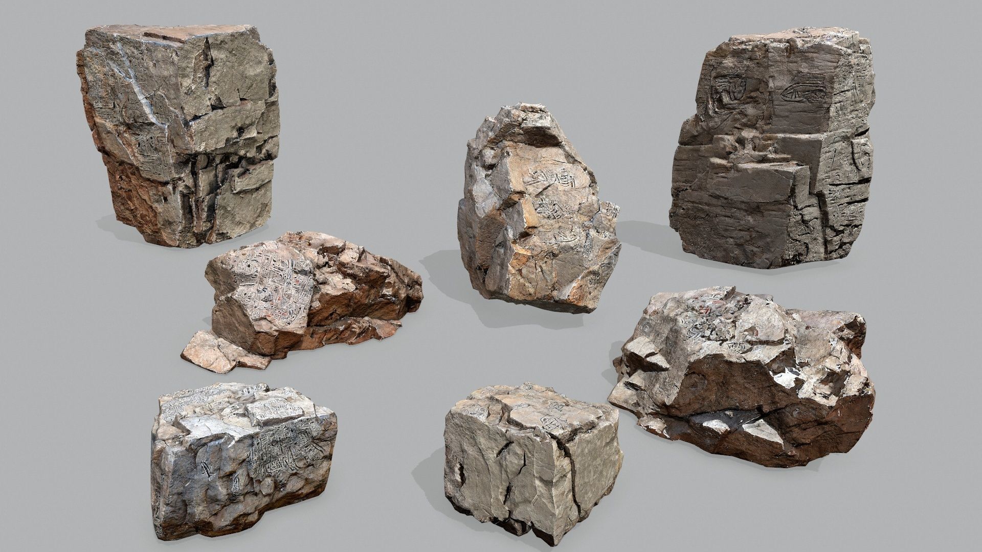 Egyptian desert rocks Low-poly 3D model_1