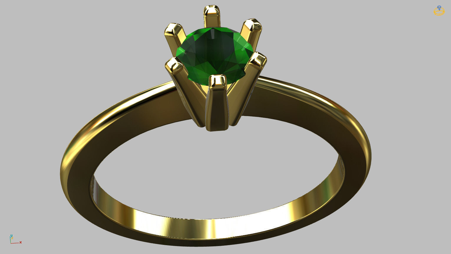 Solitaire Ring 3 40mm Gem 3D print model_5