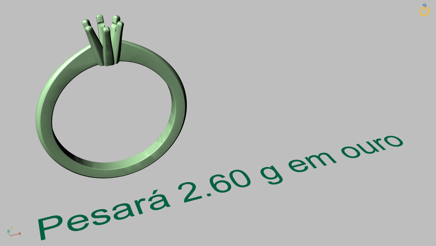 Solitaire Ring 3 40mm Gem 3D print model_14