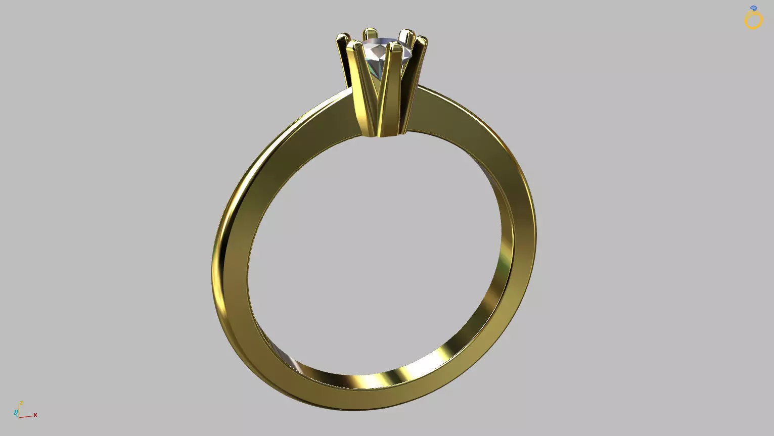 Solitaire Ring 3 40mm Gem 3D print model_0