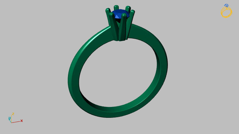 Solitaire Ring 3 40mm Gem 3D print model_9