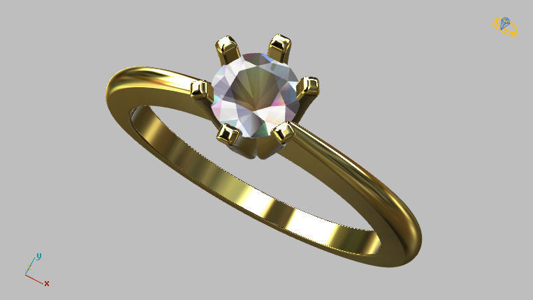 Solitaire Ring 3 40mm Gem 3D print model_6