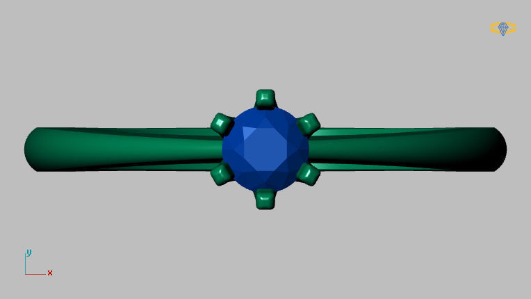 Solitaire Ring 3 40mm Gem 3D print model_10