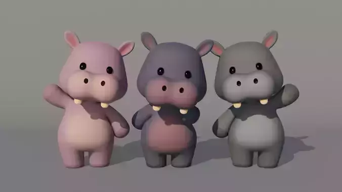 Rigged Cartoon Hippo