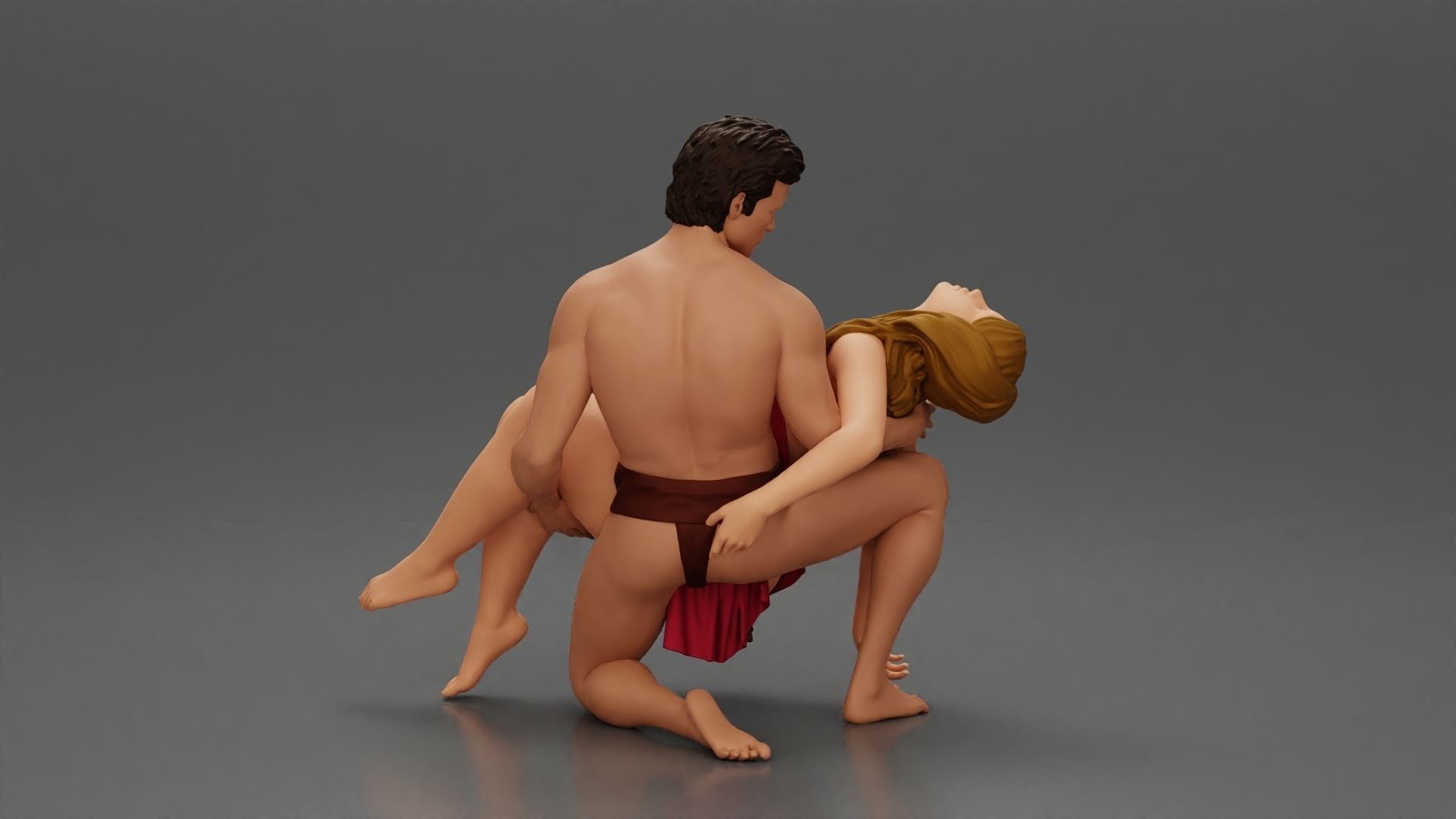 Sad man sitting pulls drowning girl 3D print model_5