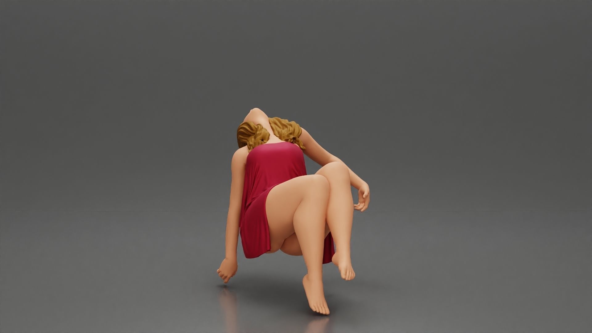 Sad man sitting pulls drowning girl 3D print model_12