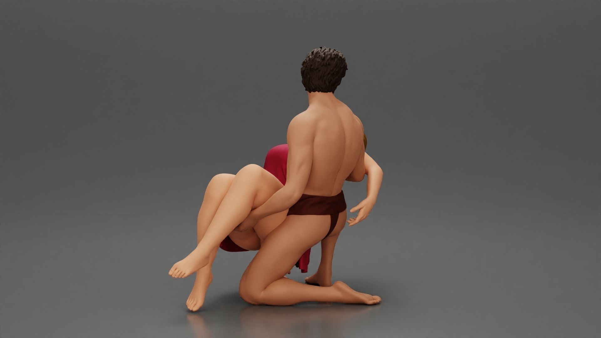 Sad man sitting pulls drowning girl 3D print model_6