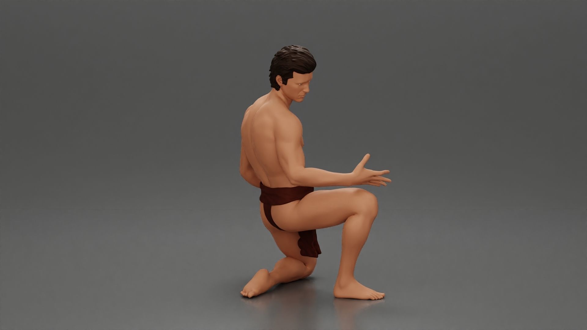 Sad man sitting pulls drowning girl 3D print model_14