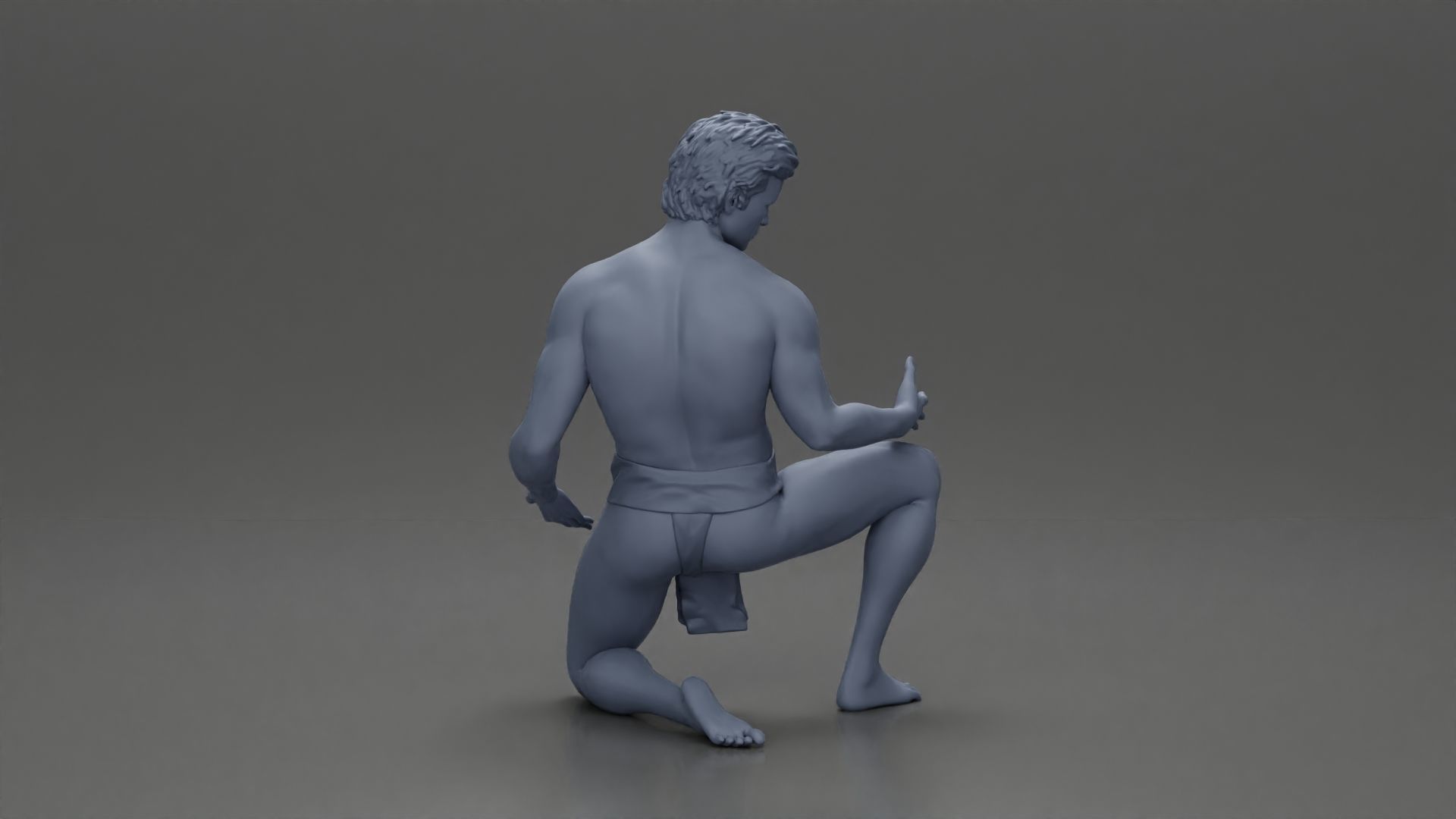 Sad man sitting pulls drowning girl 3D print model_28