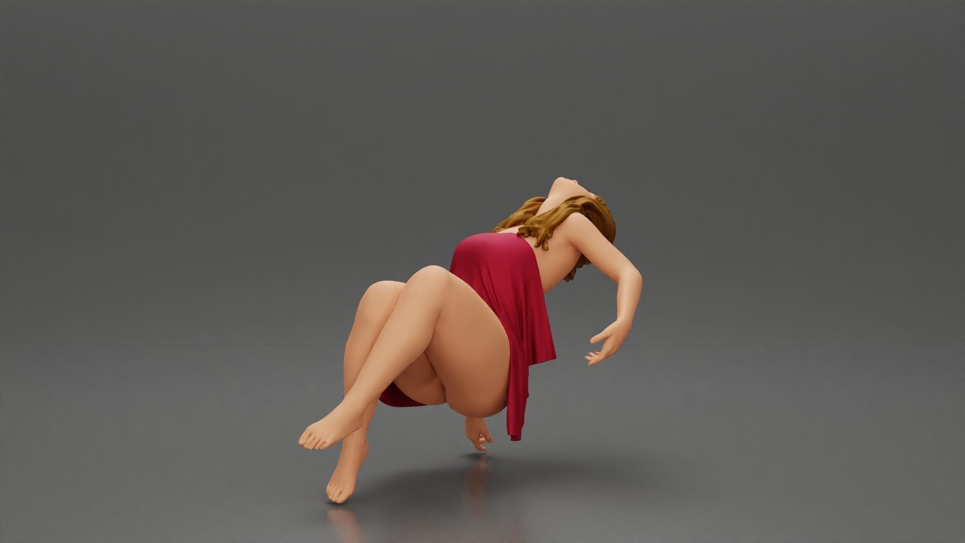 Sad man sitting pulls drowning girl 3D print model_11