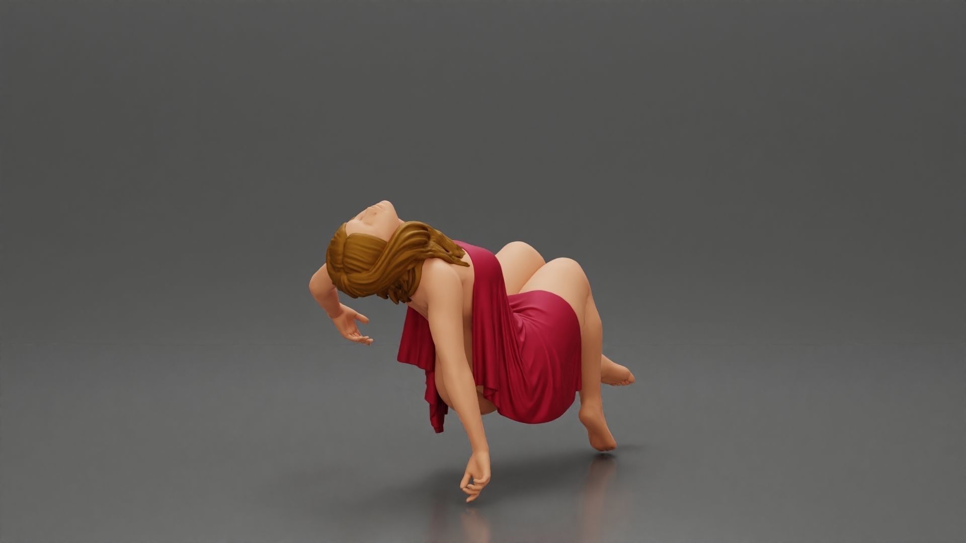 Sad man sitting pulls drowning girl 3D print model_8