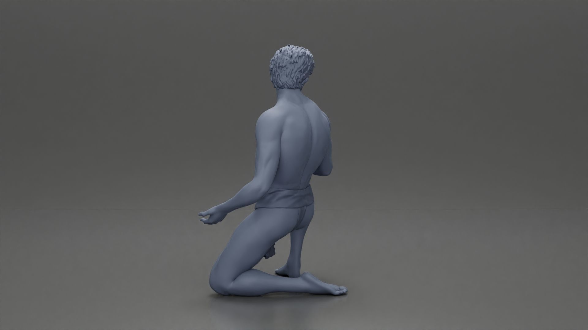 Sad man sitting pulls drowning girl 3D print model_29