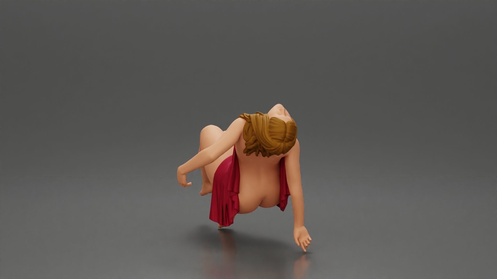 Sad man sitting pulls drowning girl 3D print model_9
