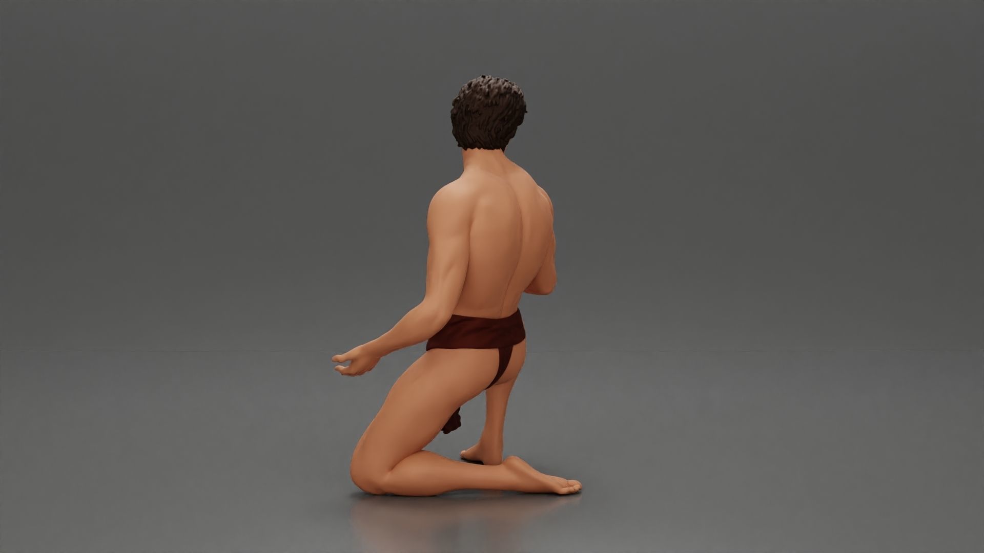 Sad man sitting pulls drowning girl 3D print model_16