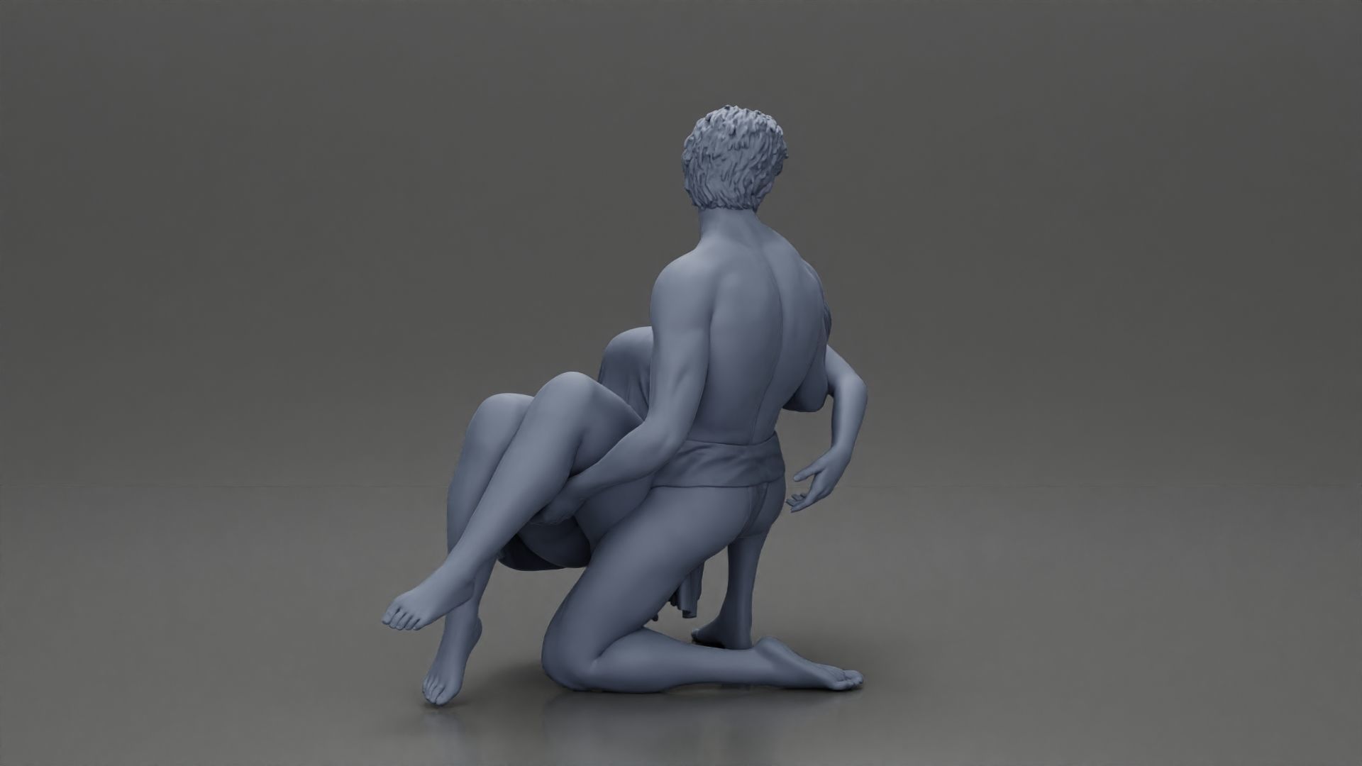 Sad man sitting pulls drowning girl 3D print model_22