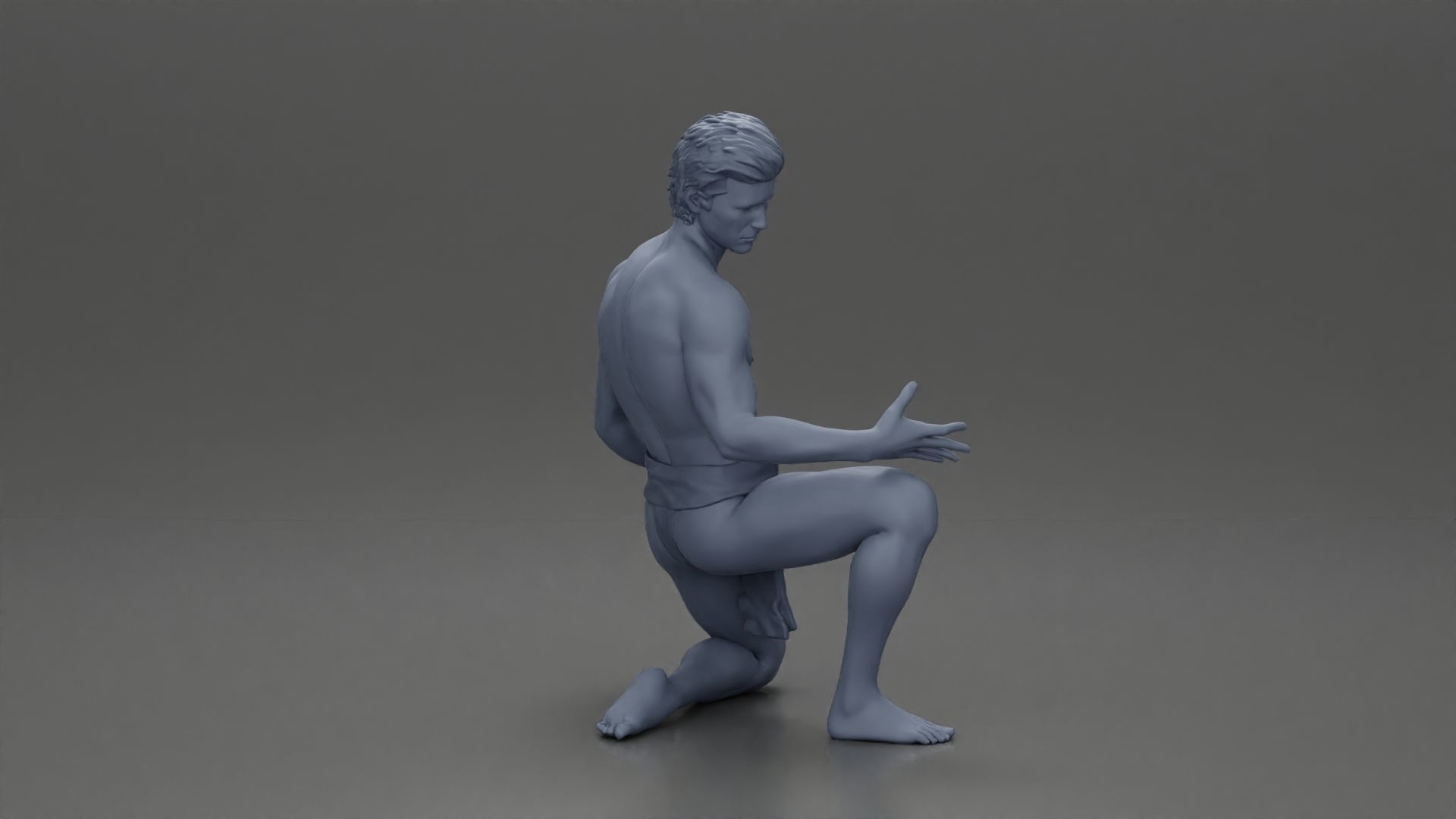 Sad man sitting pulls drowning girl 3D print model_27