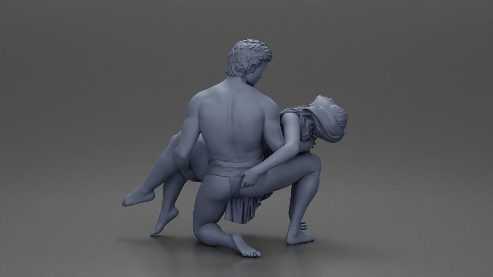 Sad man sitting pulls drowning girl 3D print model_21