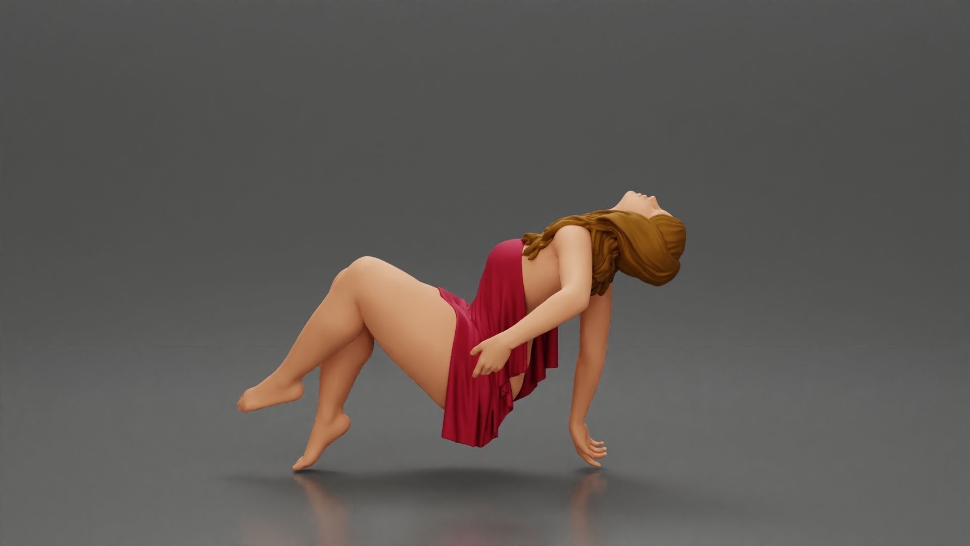 Sad man sitting pulls drowning girl 3D print model_10