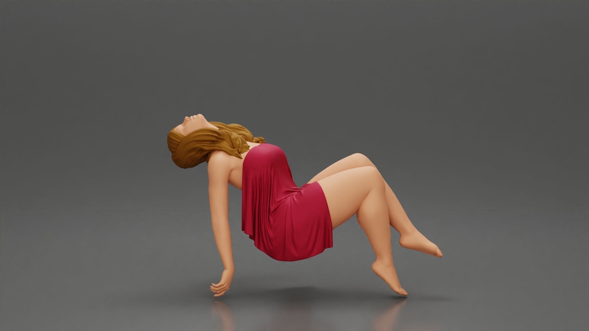 Sad man sitting pulls drowning girl 3D print model_2