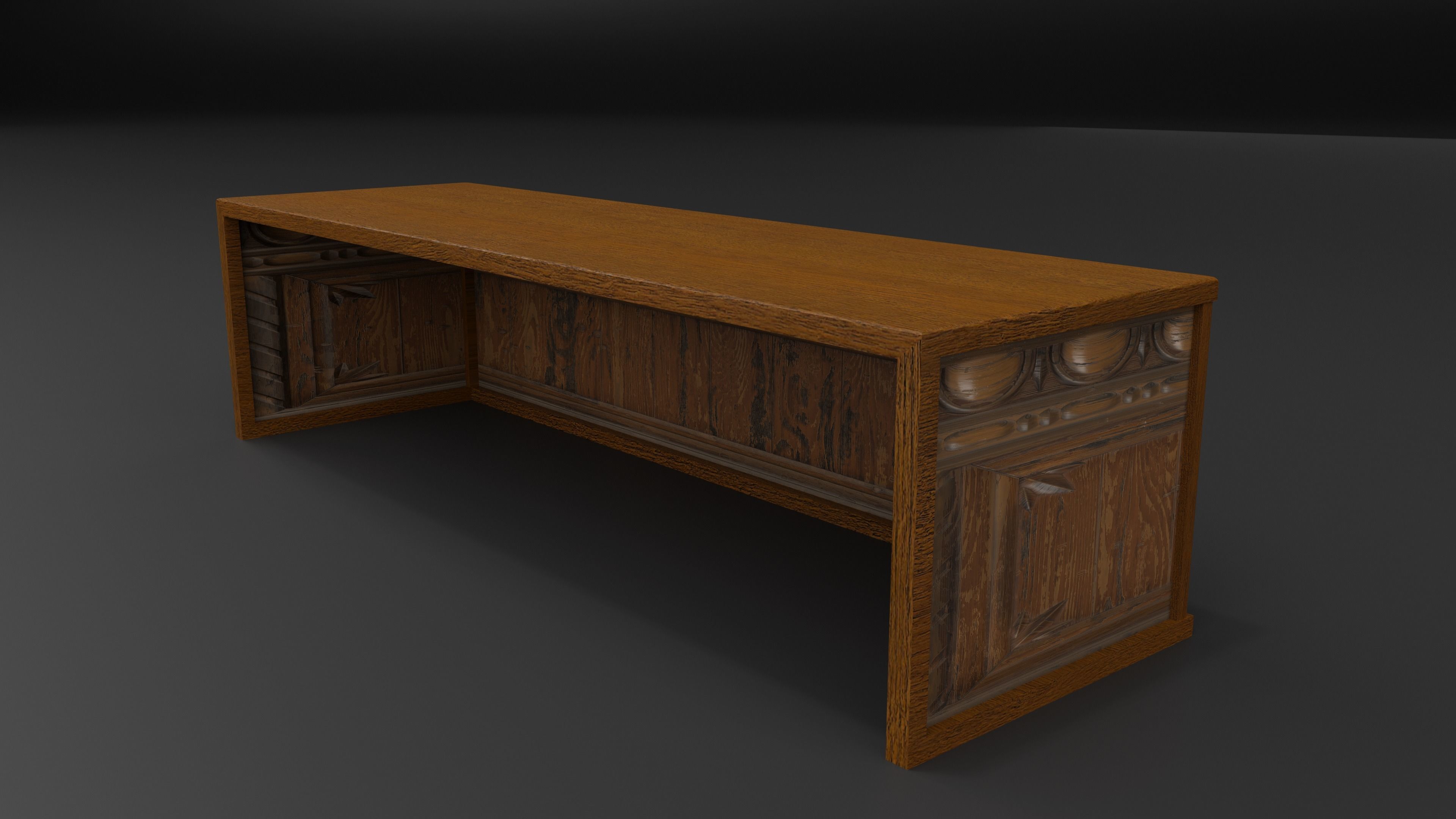 Wood Desk Free low-poly 3D model_2
