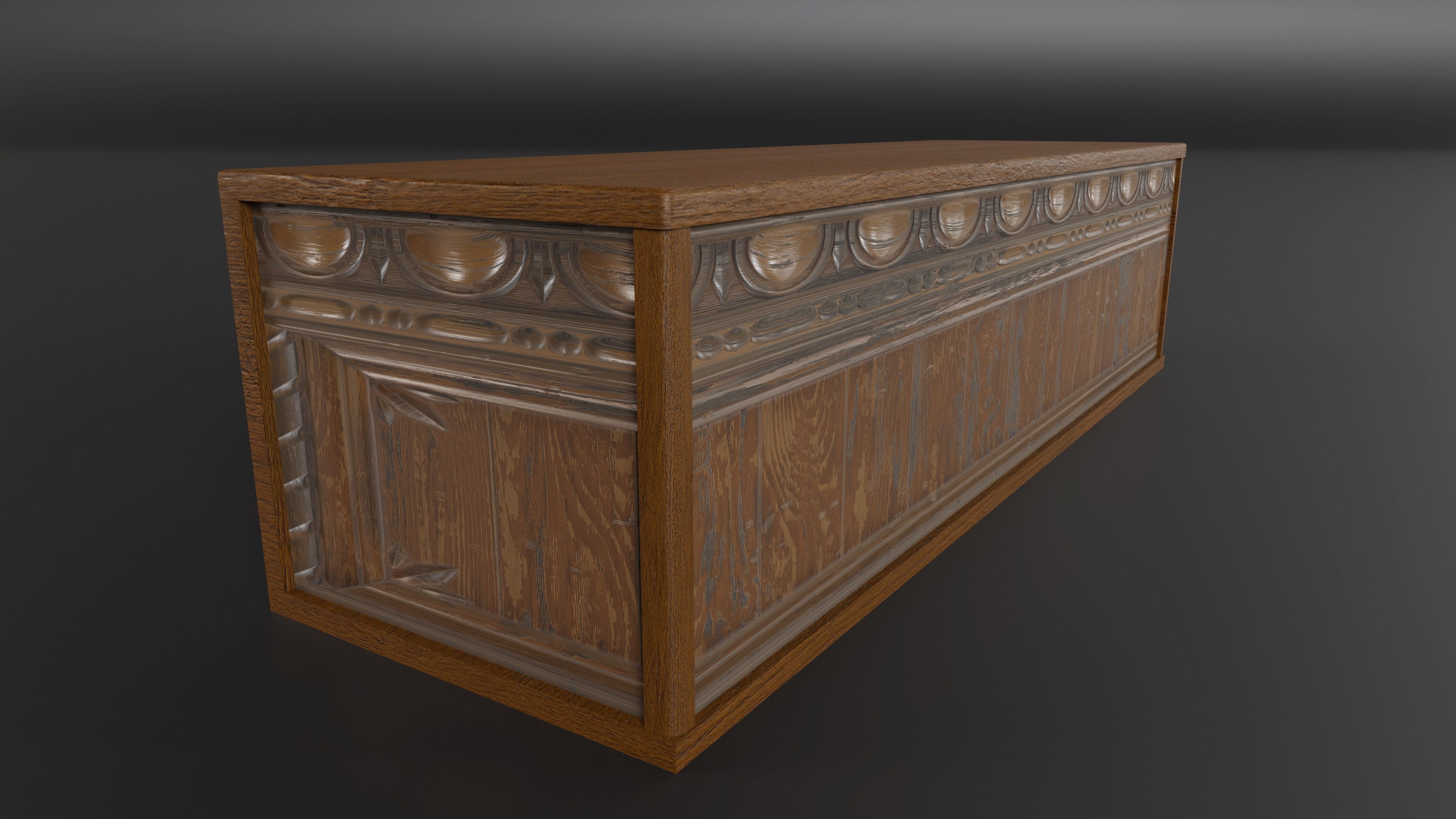 Wood Desk Free low-poly 3D model_5
