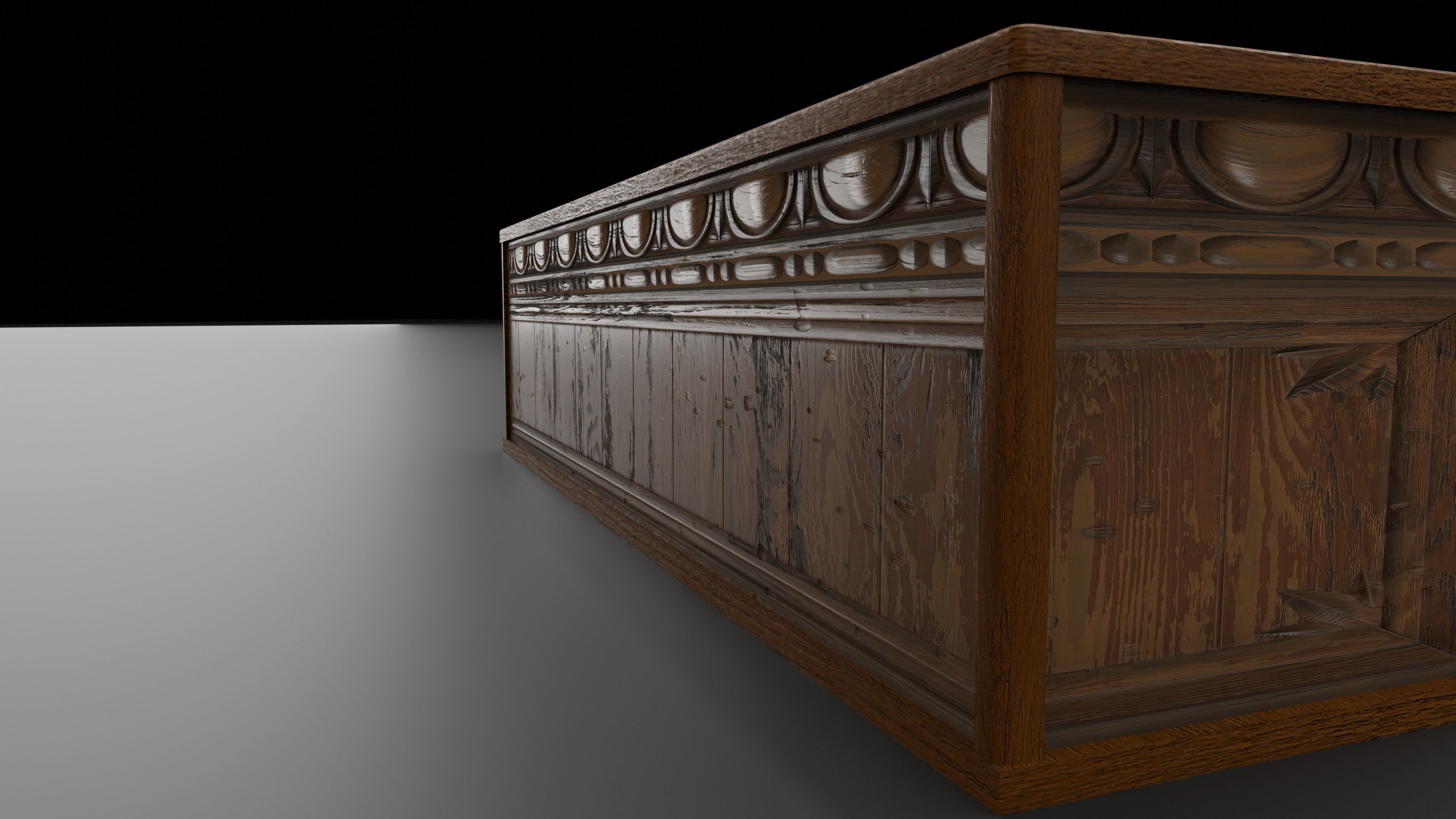 Wood Desk Free low-poly 3D model_3