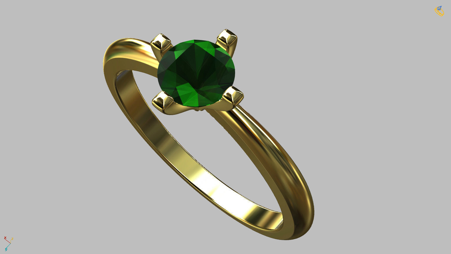 Solitaire Ring 4 40mm Gem 3D print model_7