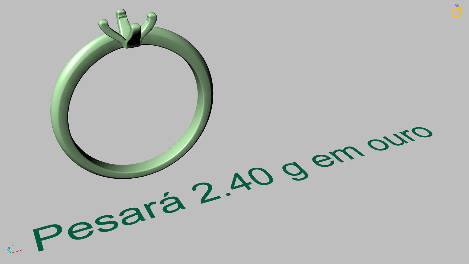 Solitaire Ring 4 40mm Gem 3D print model_14