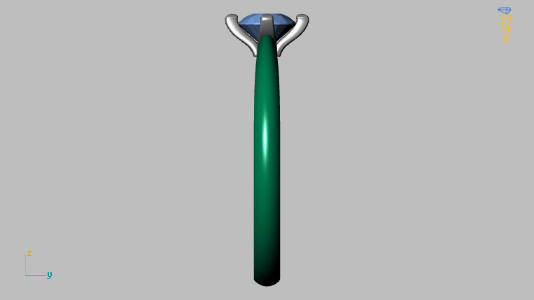Solitaire Ring 4 40mm Gem 3D print model_10