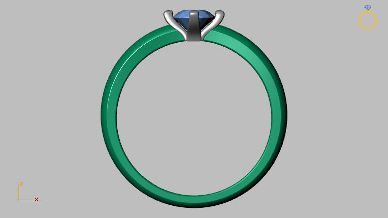 Solitaire Ring 4 40mm Gem 3D print model_9