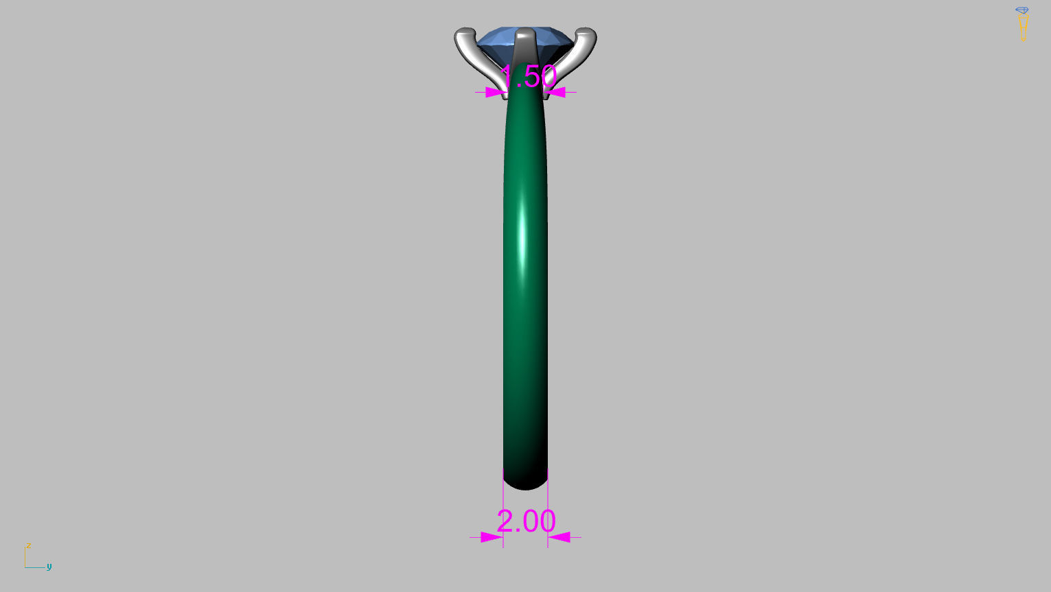 Solitaire Ring 4 40mm Gem 3D print model_13