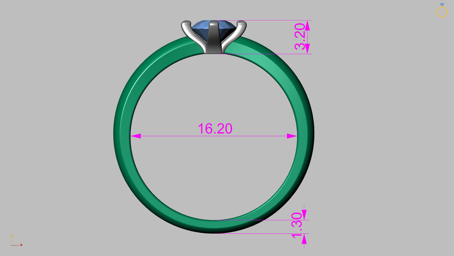 Solitaire Ring 4 40mm Gem 3D print model_11