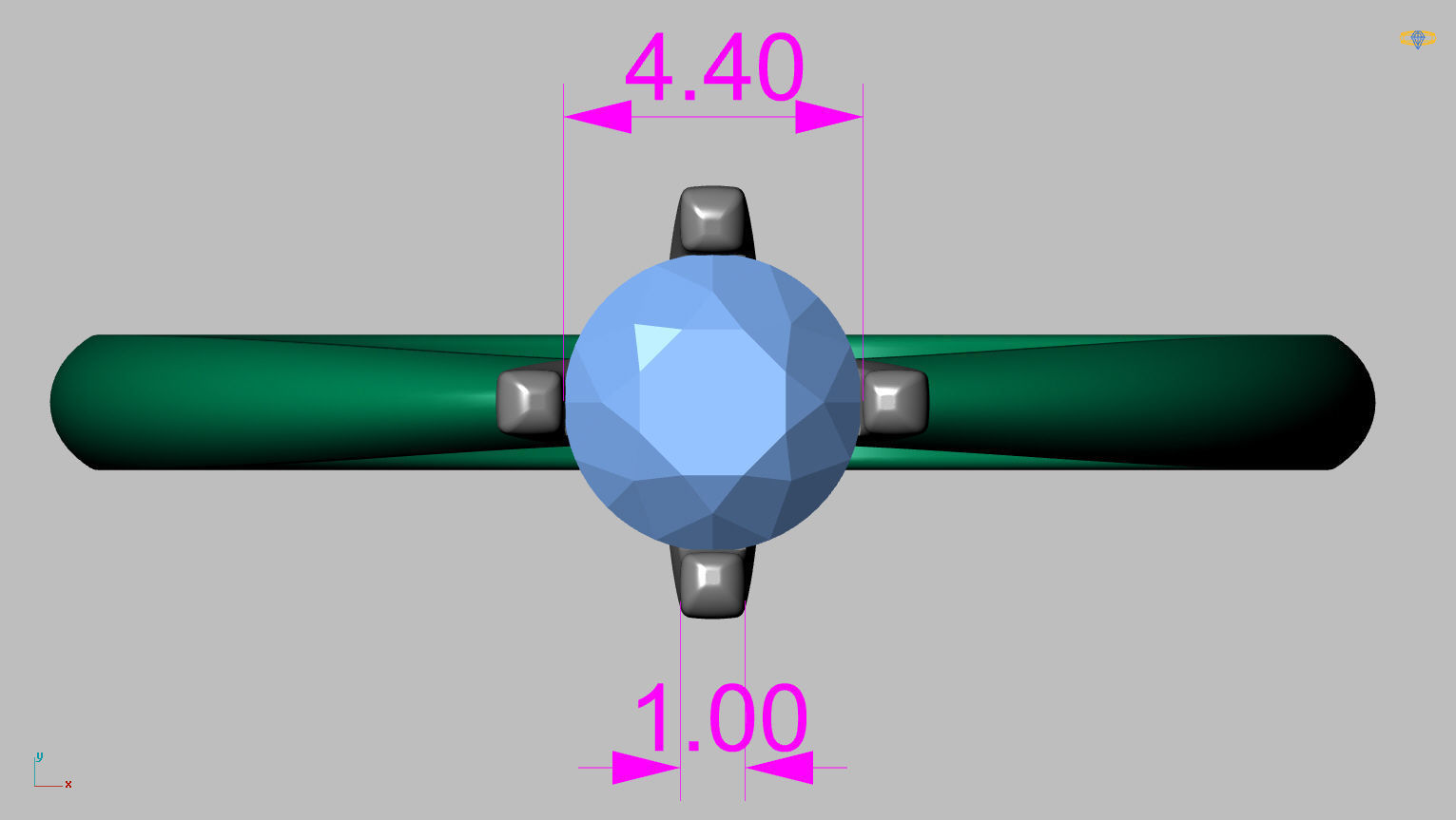 Solitaire Ring 4 40mm Gem 3D print model_12