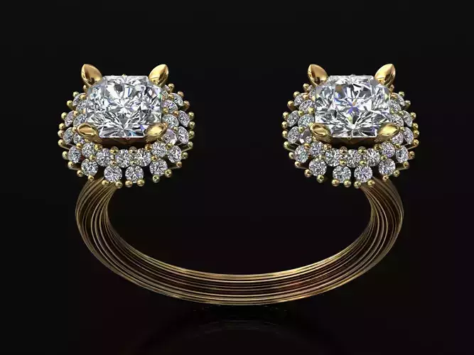 solitaire cluster wedding diamond ring 3D print model