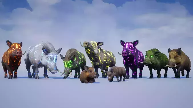 Realistic Boars Low-poly 3D model