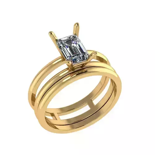 Emerald cut 3 shank ring