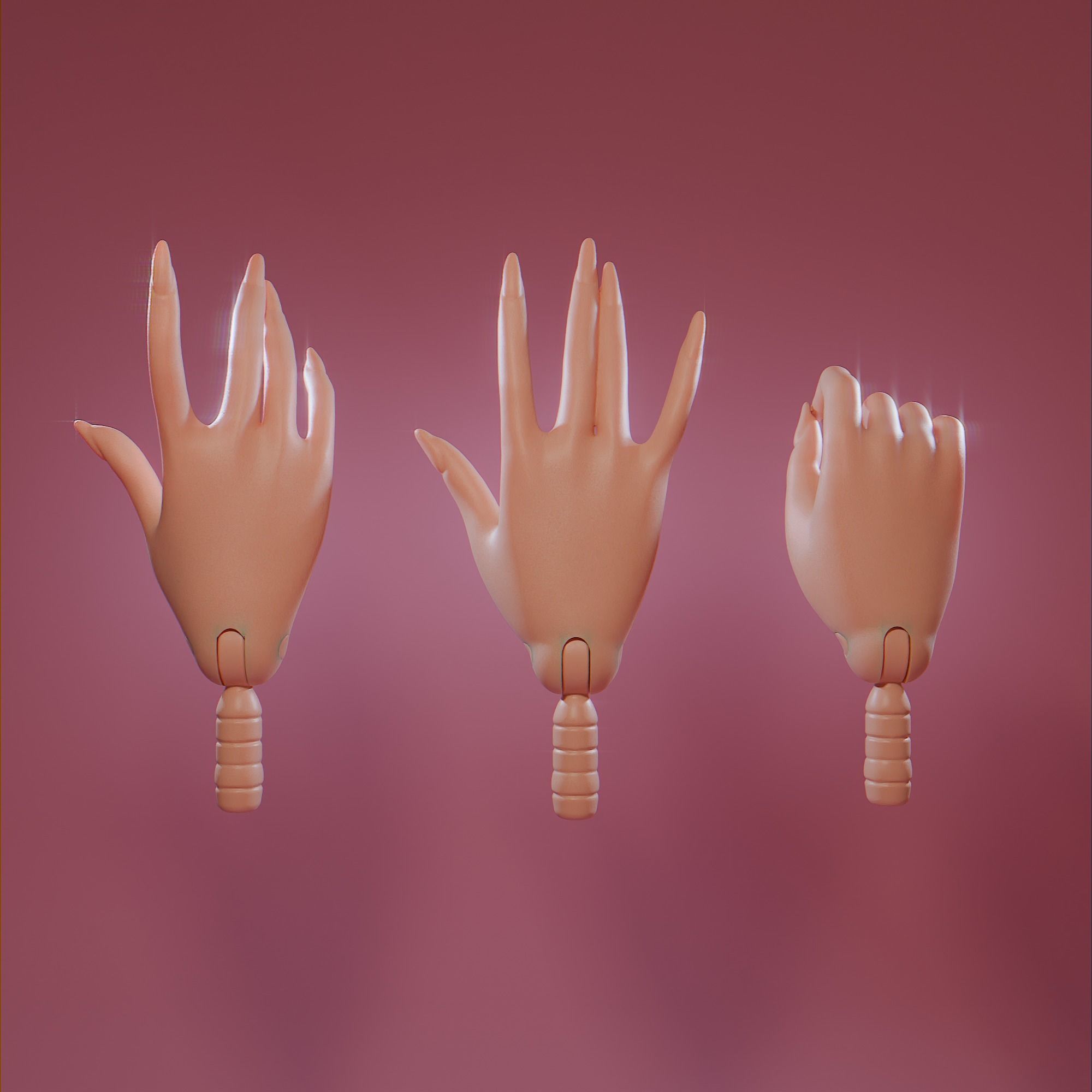 LONG NAIL HAND 2 FOR BARBIES and FR 3D print model_3