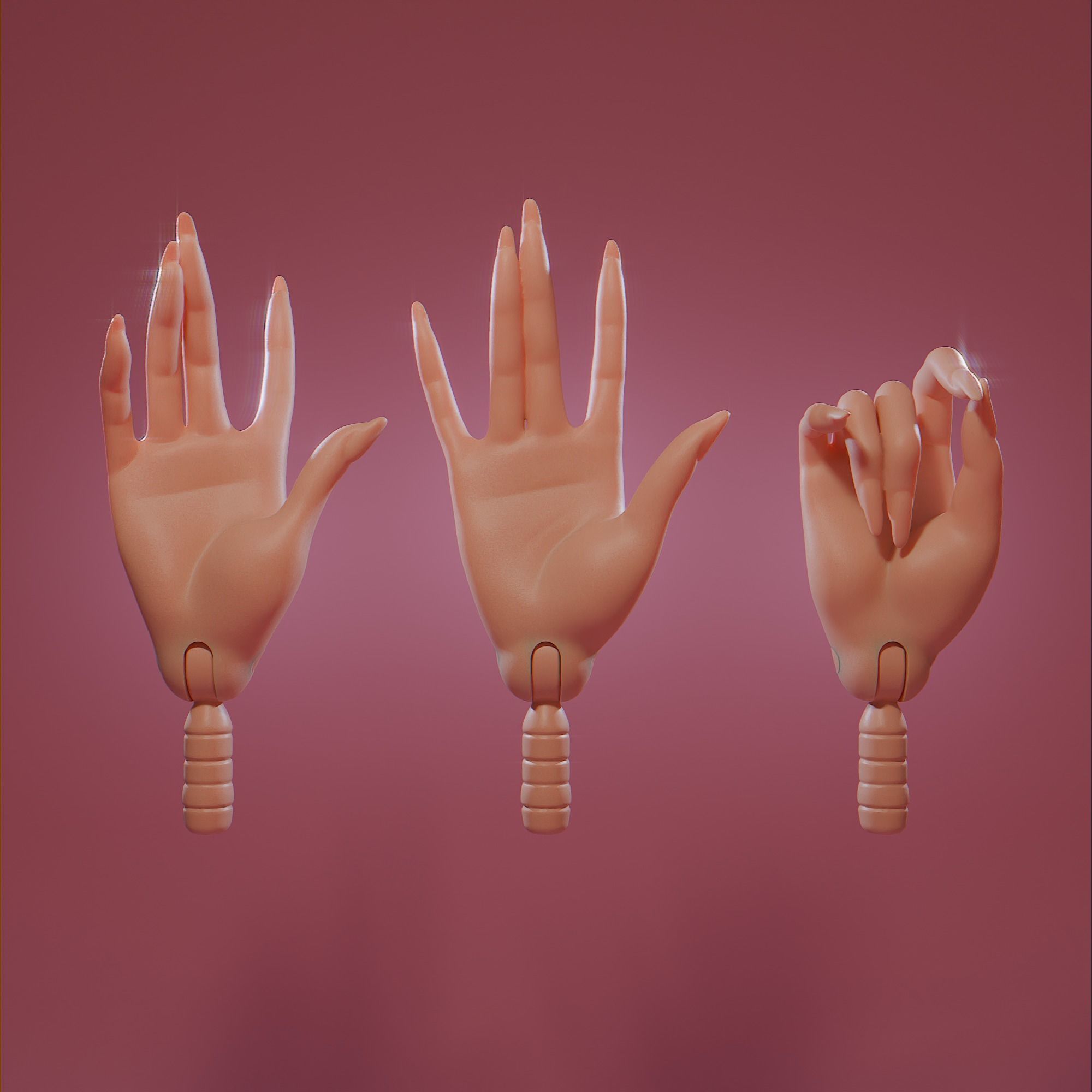 LONG NAIL HAND 2 FOR BARBIES and FR 3D print model_2