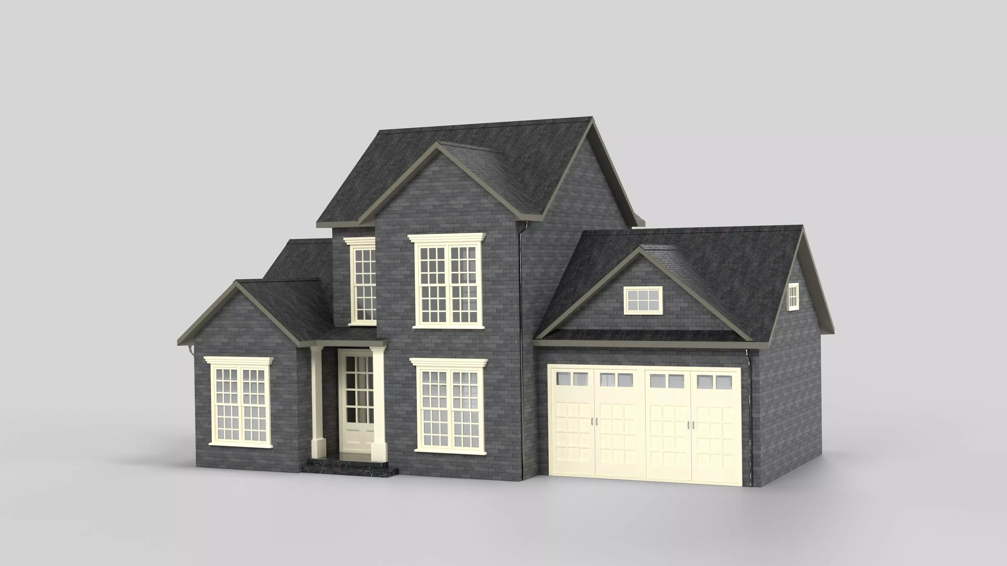 British House Design 01T1 Low-poly 3D model_0